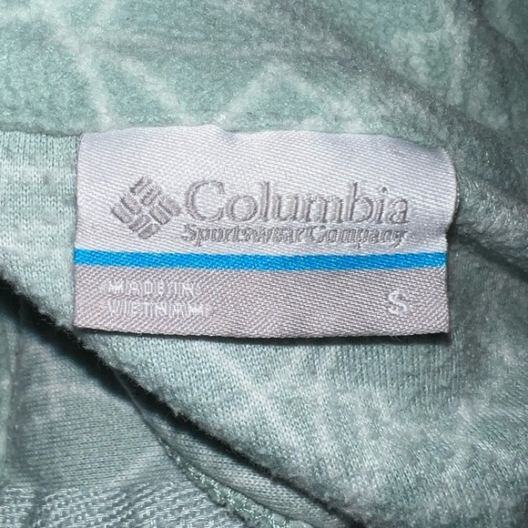 COLUMBIA pullover half zip fleece sweater women’s sz Small light teal 💚💙 EUC - Picture 10 of 11